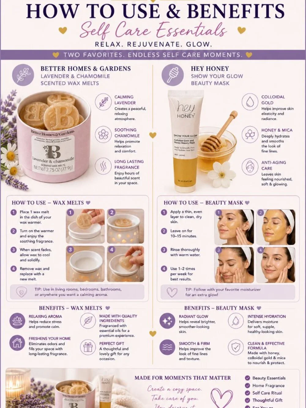Better Homes & Gardens Wax Melts + Hey Honey Show Your Glow Mask Duo - Picture 2 of 2
